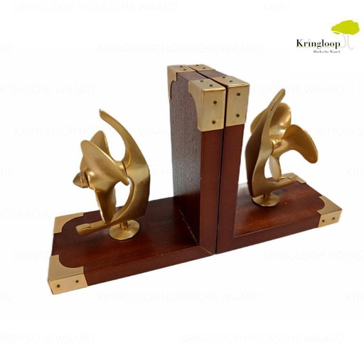 Bookend "boat propeller" rosewood, brass, 1970