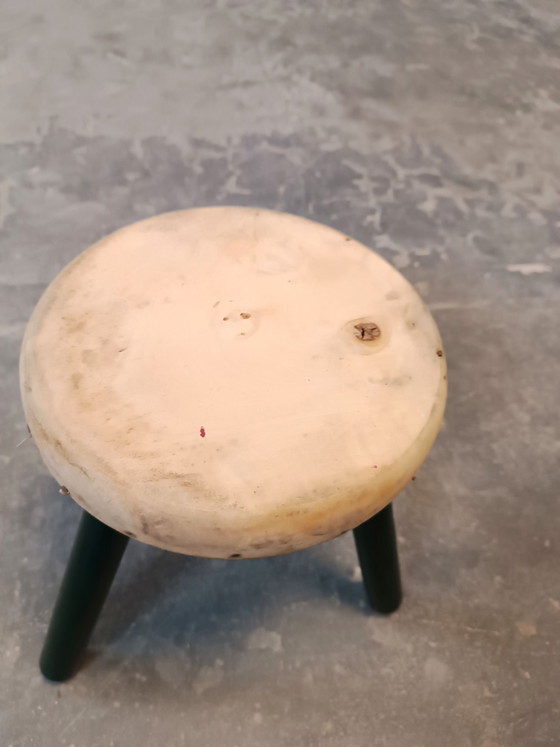 Tabouret trépied en bois rustique vintage, Marron (photo 8 sur 15)