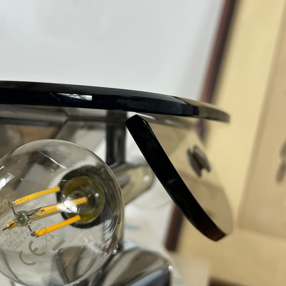 Pair of Veca Wall lights in brown smoked glass and chrome metal 1970 (photo 4 of 9)