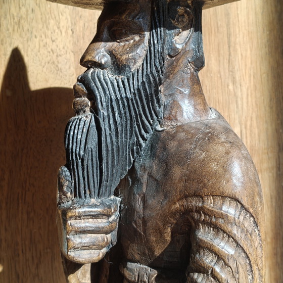 Image 1 of Large Hand-Carved Wooden Chinese Scholar Sculpture | 54 cm | Solid Wood