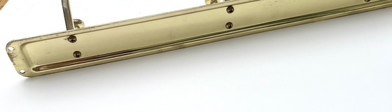 Image 1 of Perchero de pared de latón pulido con tres ganchos dobles, década de 1970-1980