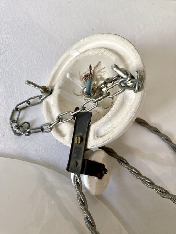 Image 1 of Weiße, glasierte Keramik-Pendelleuchte mit verstellbarer Höhe von The French House