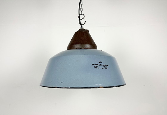 Image 1 of Lampada a sospensione in ghisa e smalto grigio industriale, anni '60