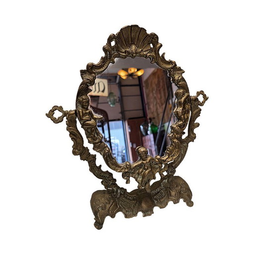 Old French bronze table mirror