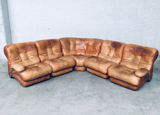 Image 1 of Midcentury Modern Italian Design 'COROLLA' Leather Sectional Sofa by I.P.E. Italy 1970's