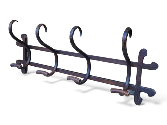 Wall coat rack / 4 hooks in the style of Thonet – Wood, Art Nouveau (photo 8 of 8)