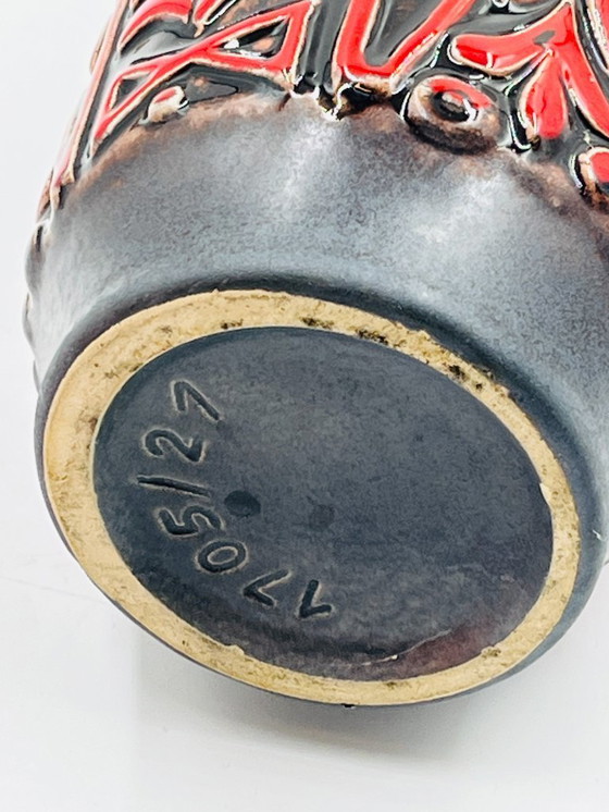 Image 1 of Vaso in ceramica a rilievo della Germania occidentale, rosso, anni '70