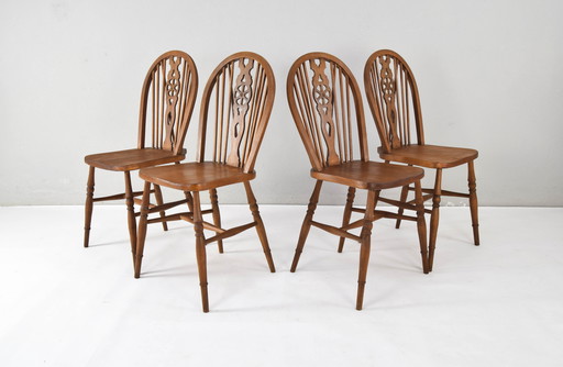 Windsor Antique Early 20th English Victorian Dining Room Chairs, Set of Four