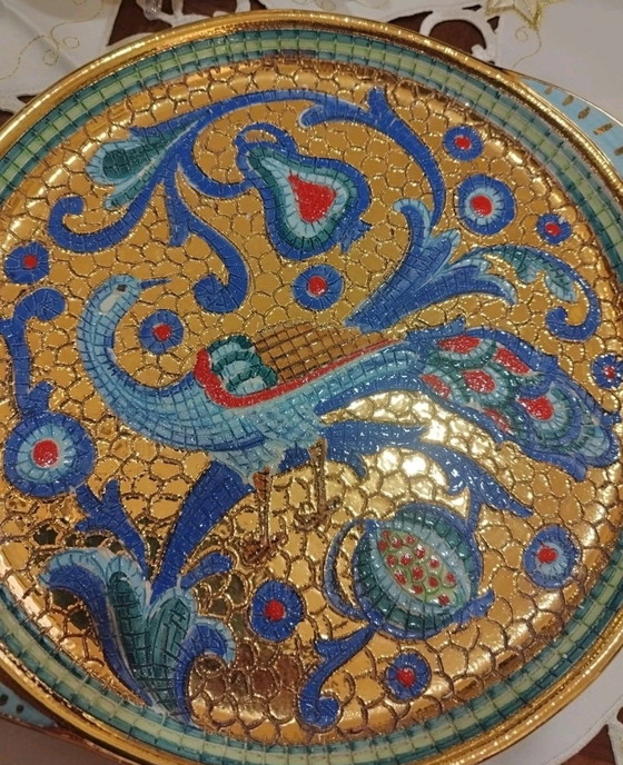 Image 1 of Deruta Byzantine-style majolica coffee set with pure gold