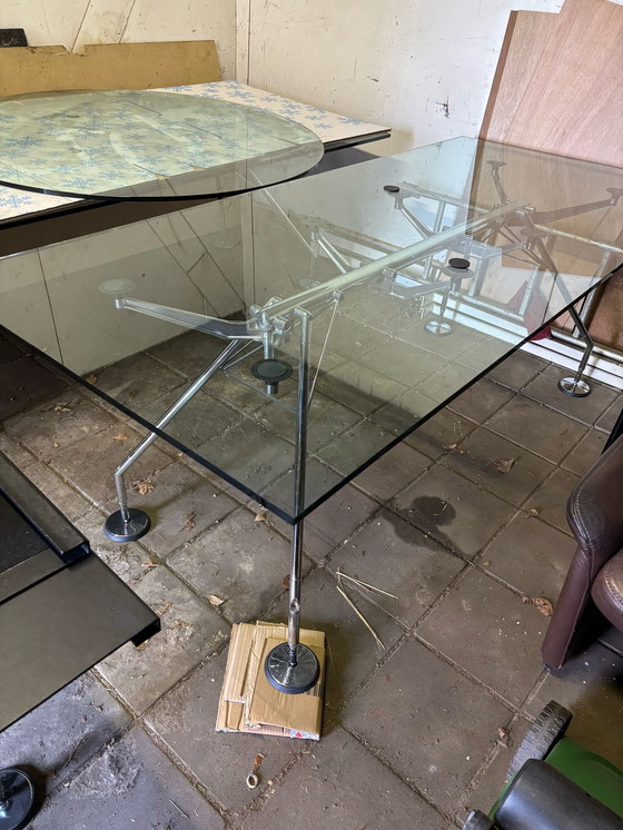 Image 1 of Italiaans Vintage Design Bureau Glazen Tafel Tecno Nomos by Norman Foster