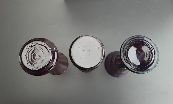 Image 1 of 3 x Doyer vases, crystal, very good, amethyst color