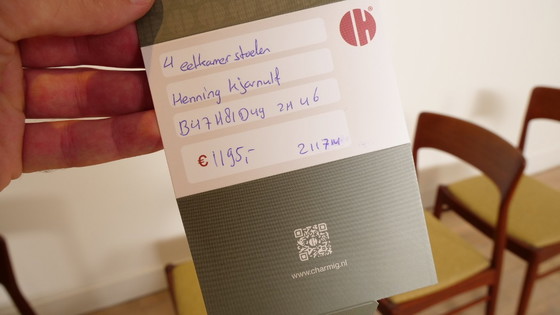 Image 1 of 4 x sedia da pranzo | Henning Kjaernulf | Teak | Rivestita