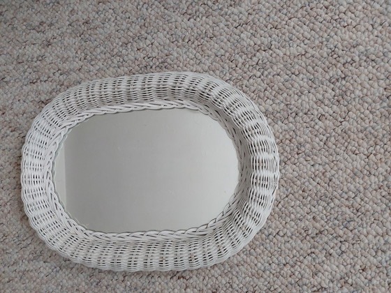 Image 1 of Wit Brocante Spiegel Ovaal