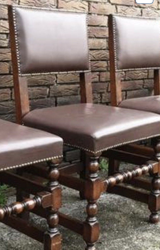 Image 1 of 6 RAC Engelse eetkamer stoelen leder