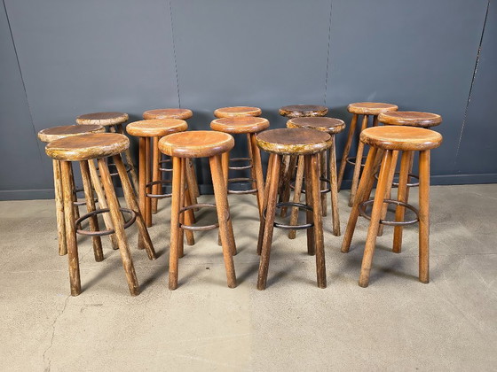 Image 1 of Sgabelli da bar brutalisti vintage, set di 14 - anni '60