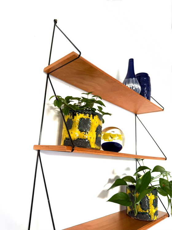 Vintage beech wood shelving unit, WHB Germany ‘60, Metal, Brown (photo 5 of 9)
