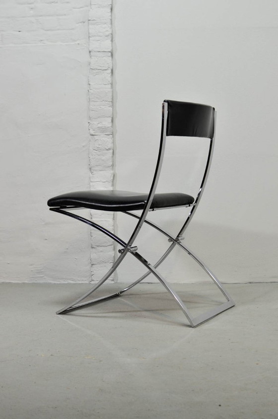 Image 1 of Superb Minimalistic Foldable Dining Chairs Designed by Marcelo Cuneo for Mobel Italia, Set of 4. Italy, 1970s.