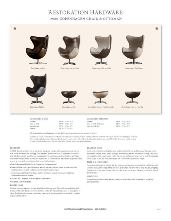 Restoration Hardware Copenhagen Chair, cuir marron, Fauteuils, polished steel, Mid Century Modern (photo 4 sur 5)