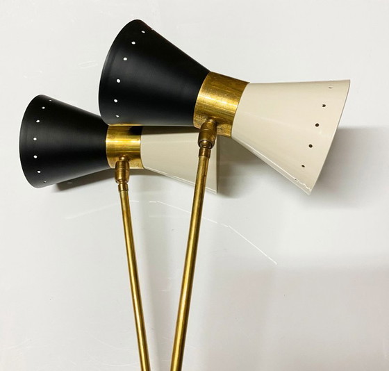 Diabolo Gelenk-Doppelwandleuchte, Design aus den 1950er Jahren – Wandleuchten, Brass, Metal (photo 9 of 15)