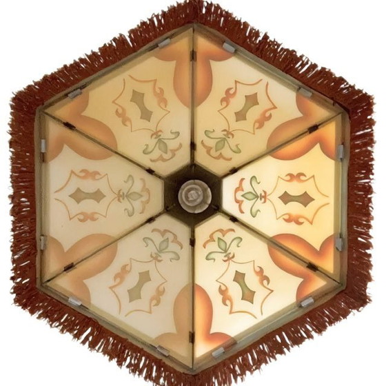 Image 1 of Suspension Art Déco XL ancienne, école d'Amsterdam, années 1920