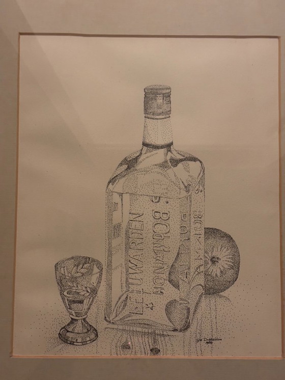 Image 1 of 3 olieverf schilderijen en 1 tekening 