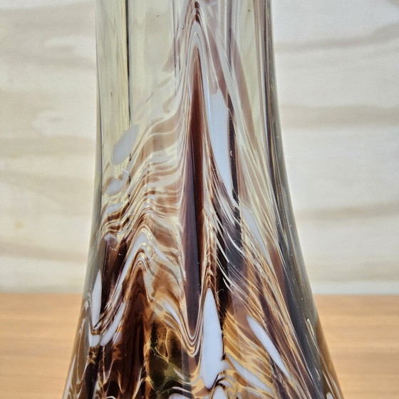 Image 1 of Vintage organic Murano glass vase, amber/white speckled Finger vase (pulled vase)