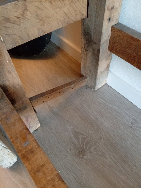 Banco de trabajo/mesa auxiliar antigua – Consolas, Metal, Wood (photo 9 of 10)