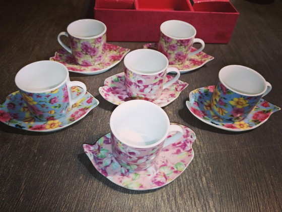 Image 1 of Set van 6 kopjes met schotels