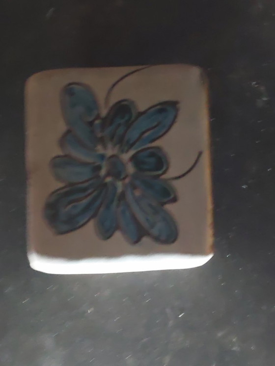 Image 1 of Pot bleu et vide-poche vert signés Alain Maunier années 50