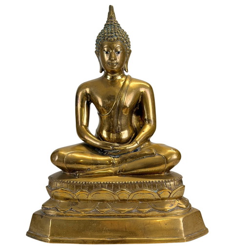 Antieke Thaise Shakyamuni Boeddha met ingelegde ogen - 19e eeuw - 40.5 cm