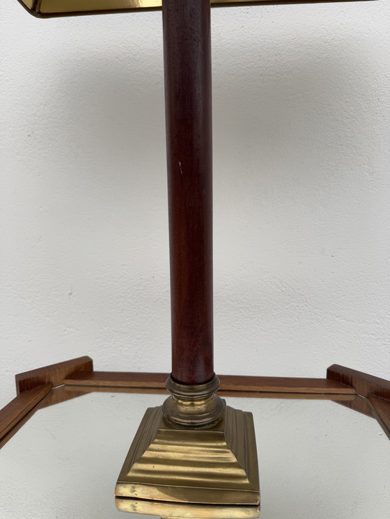 Image 1 of Grande lampe teck et bronze années 70