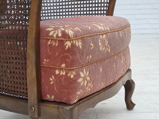 Image 1 of Poltrona danese, anni '50, velluto rosa salmone, rete metallica.