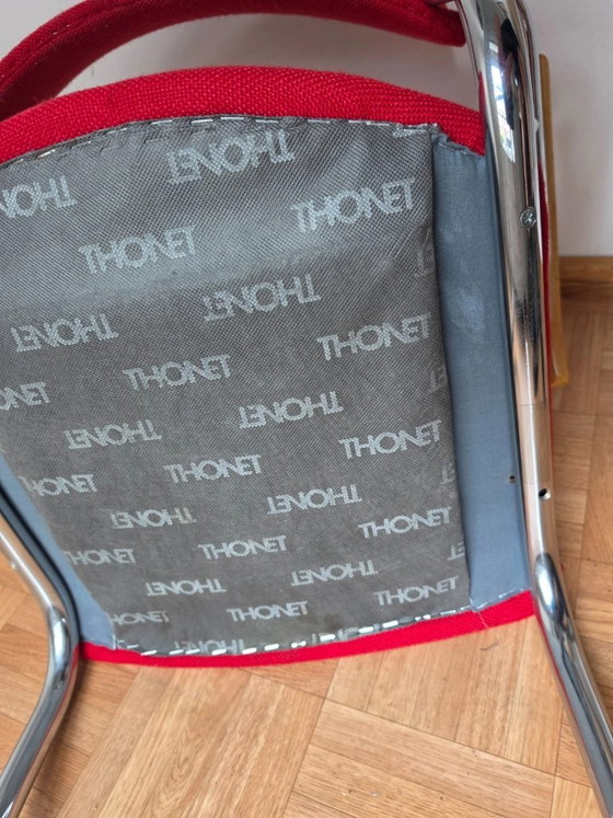 4 original Thonet S 43 armchairs by Mart Stam – Red – Dining chairs, Chrome (photo 2 of 8)