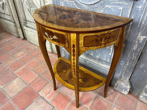 Console demi-lune marquetée style Napoléon III – fin XIXe