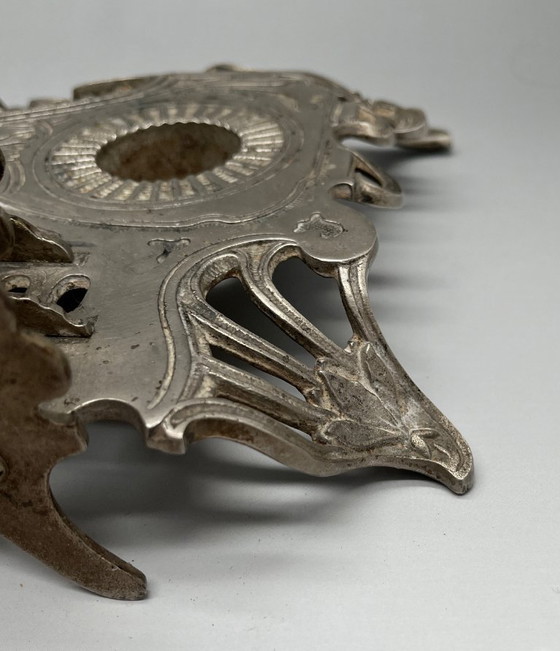 Image 1 of Jugendstil Briefhalter & Schreibzeug – Gusseisen Floral (Modell 1281) – ca. 1900