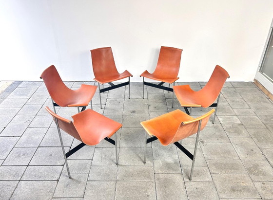 Set of 6 T-Chairs Designed by Katavolos, Litell & Kelly for Laverne, 1950s – ifc, Dining chairs, Leather (photo 2 of 11)