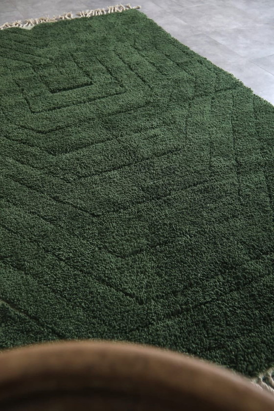 Image 1 of Alfombra bereber marroquí verde, hecha a medida, 150/250 cm.