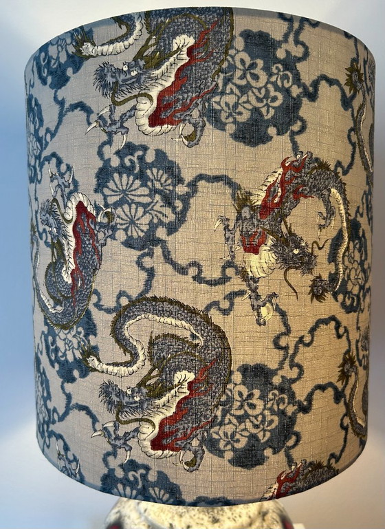 Image 1 of Striking table lamp with dragon shade - upcycled from a Fat Lava vase by Bay