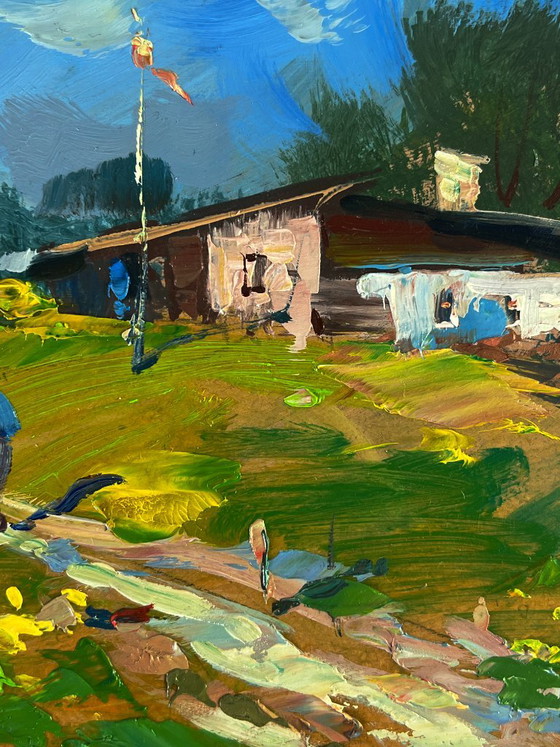 Dipinto a olio originale paesaggio impressionista La via di casa, Dipinti e disegni, Legno, Altro, Verde (foto 7 di 11)