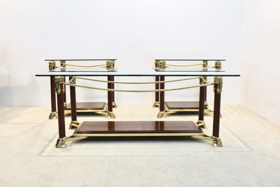 Hollywood Regency Salontafel, Koffietafelboeken, Glas, Messing (foto 8 van 8)
