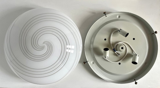 Image 1 of Murano art glass Swirled three-light large wall/ceiling lamp. Italy, 1980s.