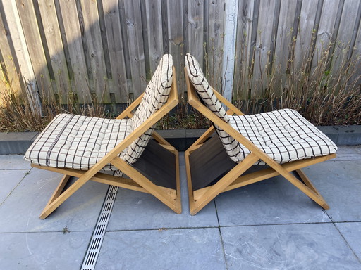2 Vintage Deens Design Stoelen Klapstoelen Vouwstoelen Strandstoelen 1970er Jahre