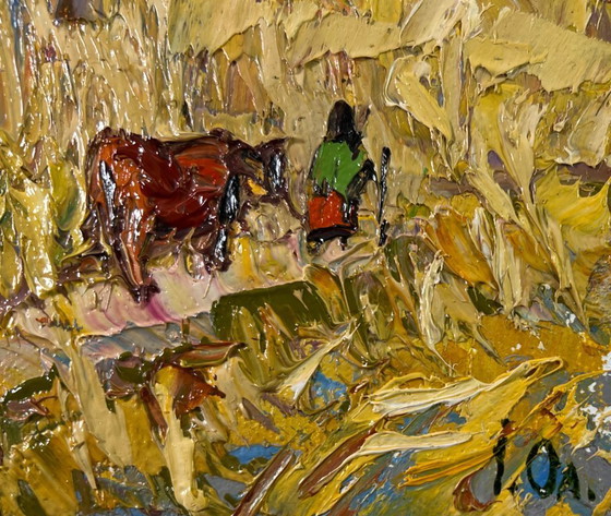 Image 1 of Original Oil Painting Summer Nature Landscape At the forest edge