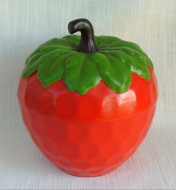 Image 1 of Vintage Strawberry Ice Bucket | 1970s Plastic Barware | Retro Fruit Ice Bucket | Mid-Century Bar Accessory