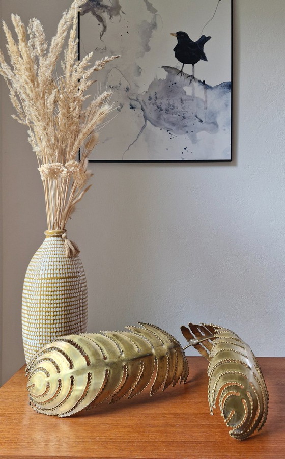 2x Original Maison Jansen Palm Leaves / Wall Object (1970s) – Christian Techoueyres – Wall decoration, Brass (photo 8 of 8)