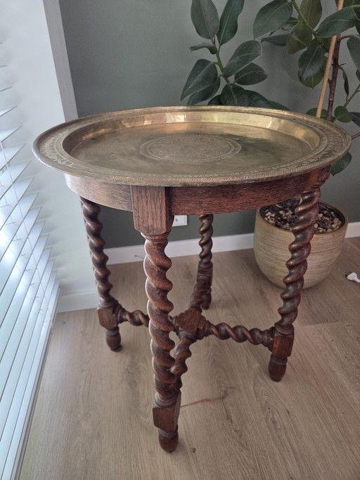 Art decco tafel met koperen blad