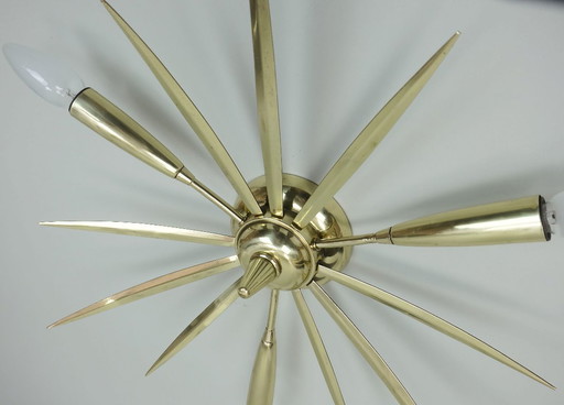 1950s mid century sputnik 3-light brass CEILING FIXTURE