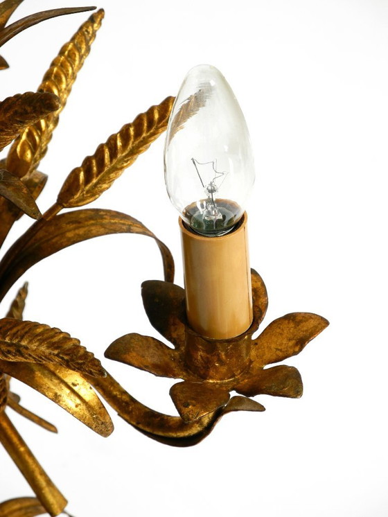 Image 1 of Preciosa lámpara de mesa floral original de los años 70 de Hans Kögl con forma de gavilla de trigo.