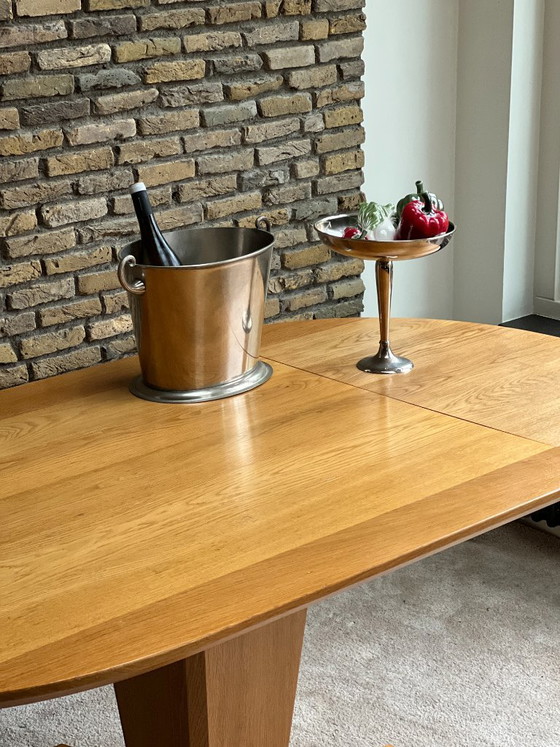 Image 1 of Danish oak dining table - Vintage Scandinavian design - drop-leaf