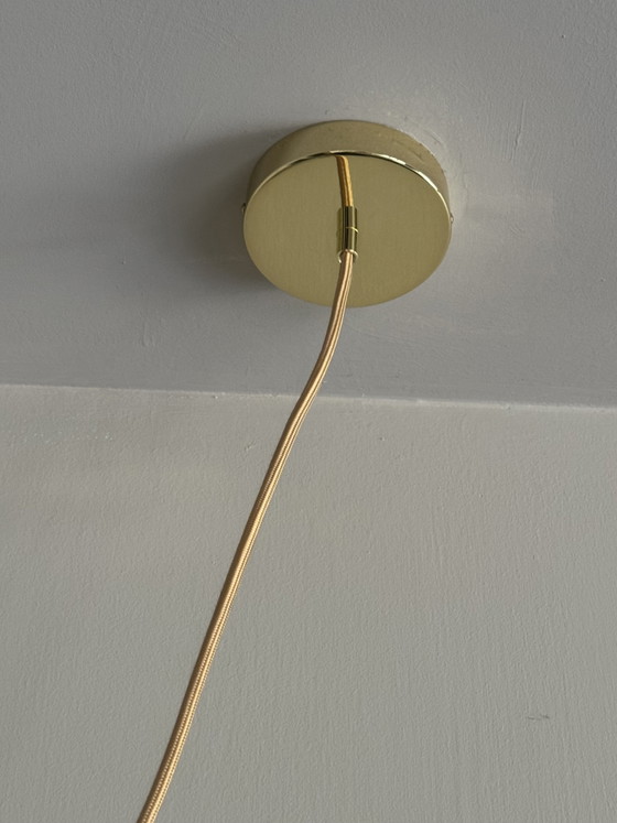 Unique vintage set of 60s Doria Leuchten pendant lights – Pendant lamps, Brass, Glass (photo 4 of 10)